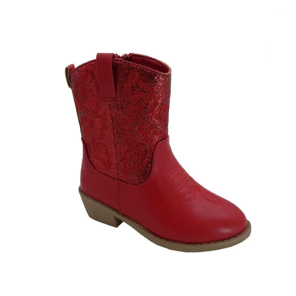 Big Girls Glitter Western Boots Shoes Size 4